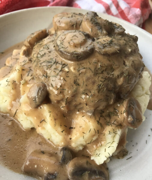 mushroom and dill gravy that goes perfectly with CHATEAU BREAD DUMPLINGS
